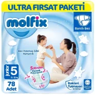 پوشک بچه مولفیکس چسبی سایز 5 تعداد 78 عددی - فروشگاه جان به به