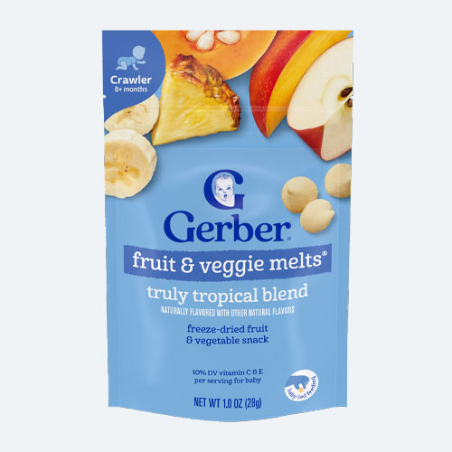 اسنک ماستی کدو حلوایی آناناس و انبه و موز و سیب گربر Gerber (بالای 8 ماه) حجم 28 گرم