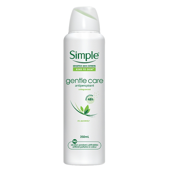 مشخصات، خرید و قیمت اسپری ضد تعریق سیمپل مدل Gentle Care حجم 250 میل