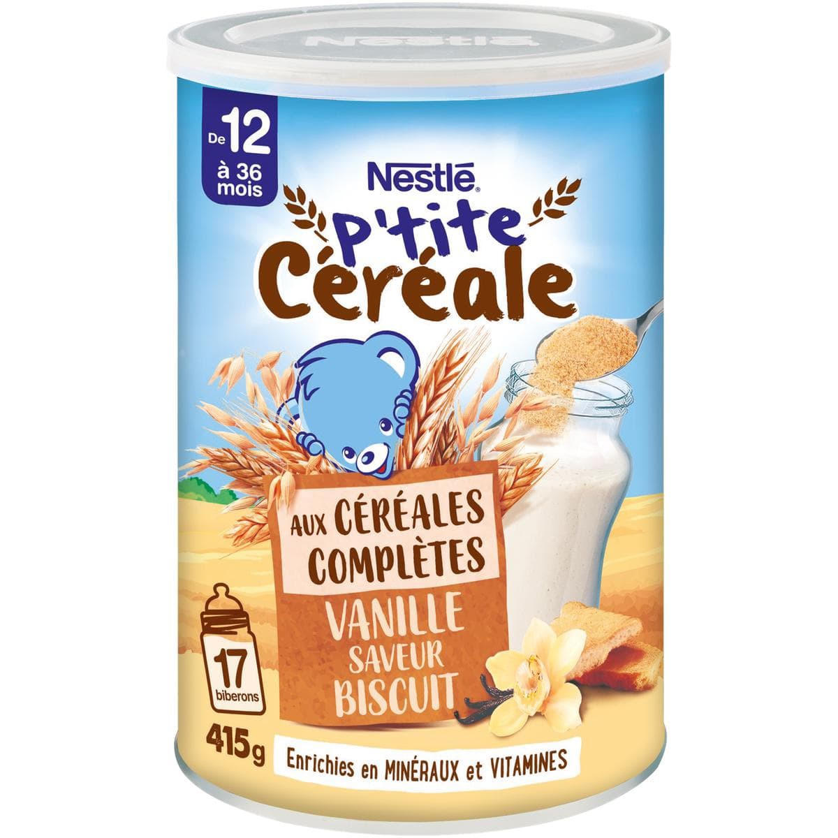 سرآل غلات نستله nestle برای 12 ماه به بالا با طعم وانیل و بیسکوییت 415 گرم