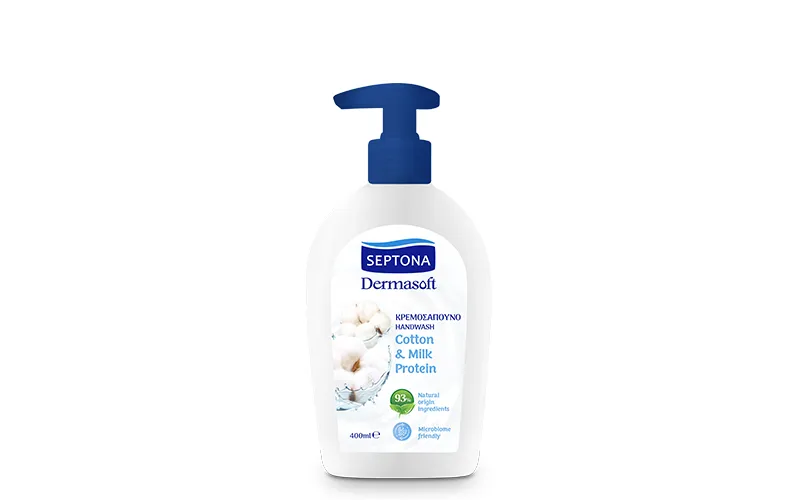 مایع دست سپتونا Septona با رایحه پنبه و پروتئین شیر حجم 400 میل