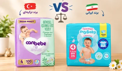 مقایسه پوشک مای بی بی و جان به به سایز ۴